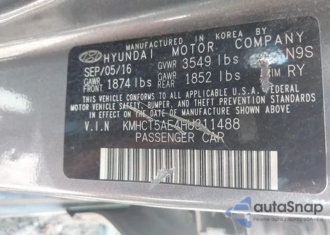 2017 Hyundai Accent Se из США, поврежденный, VIN KMHCT5AE4HU311488